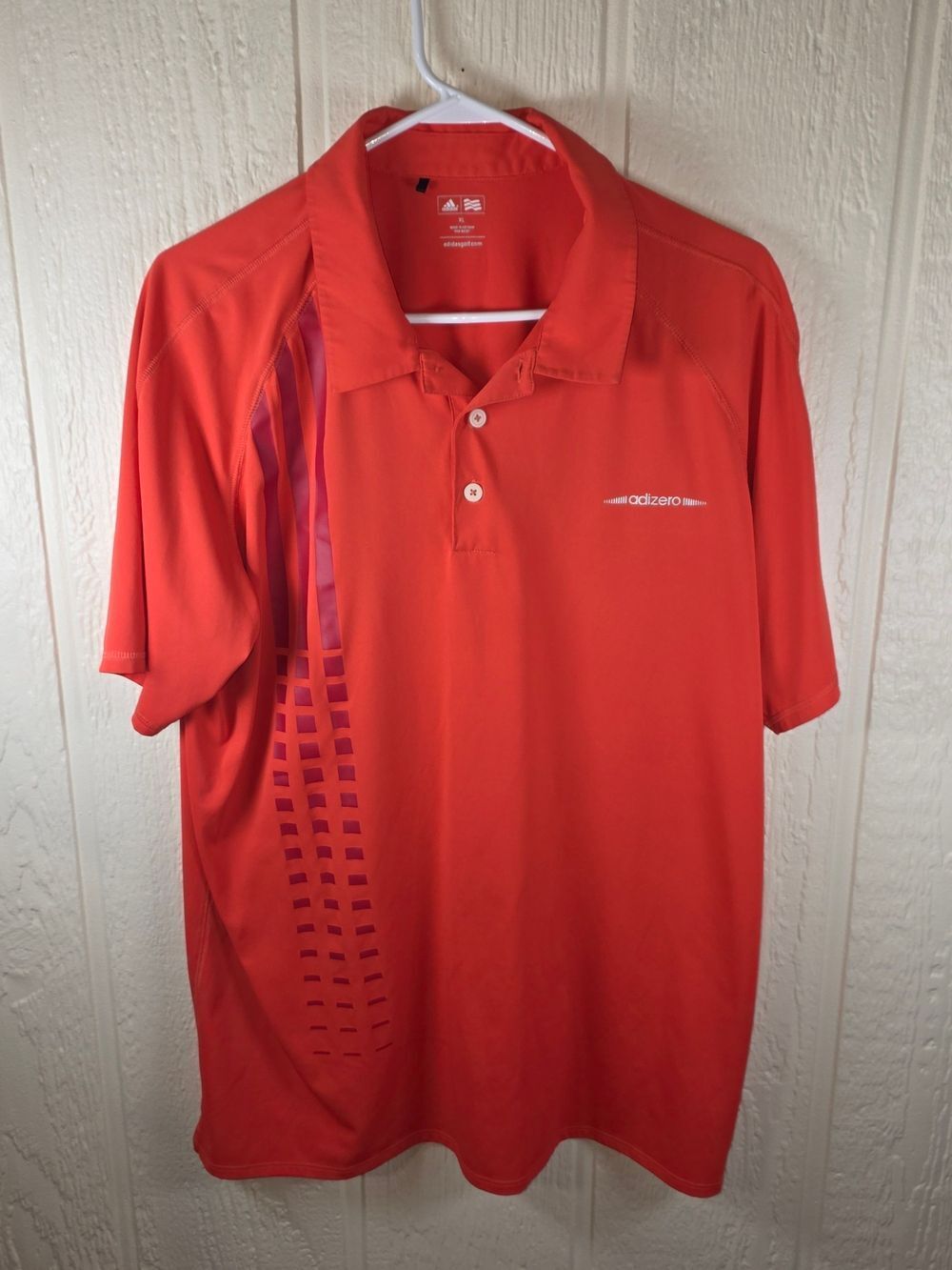 adidas Men’s Orange adizero Polo with Graphic Side Panels, Size XL